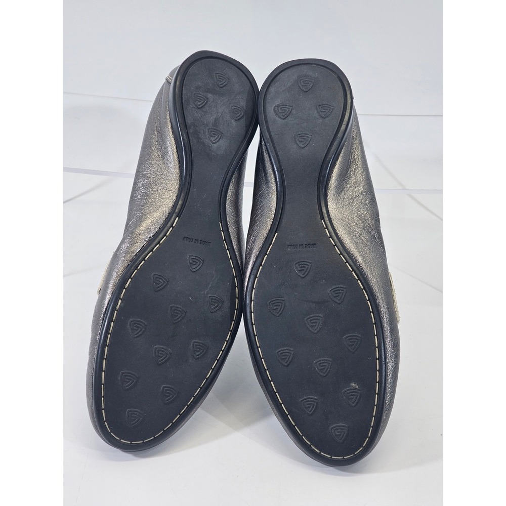 AGL Attilio Giusti Leombruni Metallic Pewter‎ Leather Chain Bit Loafers 37.5 / 7 - Picture 9 of 9